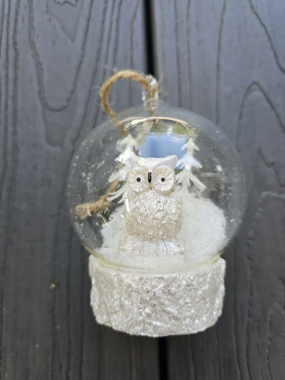 Pottery Barn Light-Up Snowy Owl Cloche Christmas Ornament - Flashing/Steady LED